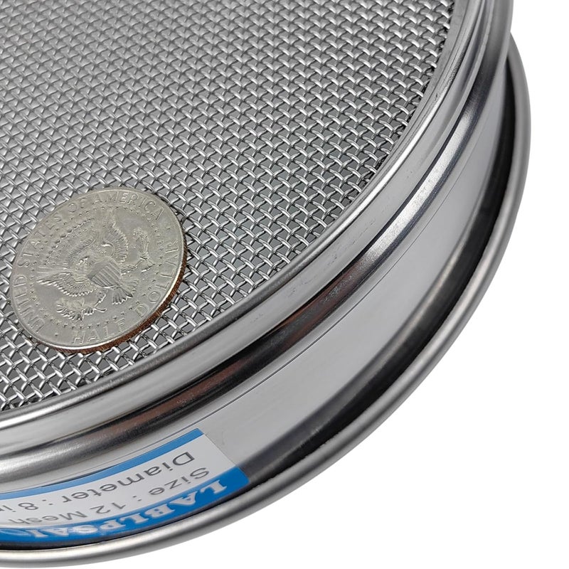 LABLPSAI 12 Mesh Lab Sieves 8" Diameter 304 Stainless Steel Wire Cloth Test Sieve for Industrial Laboratory Home - Image 2